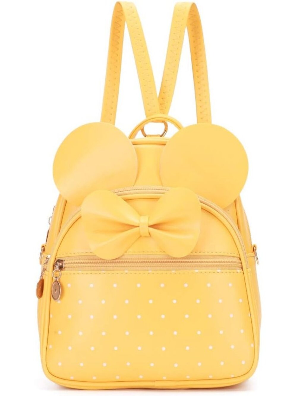 Women Girls Light Yellow Mini Backpack Cute Bowknot Convertible Shoulder Bag